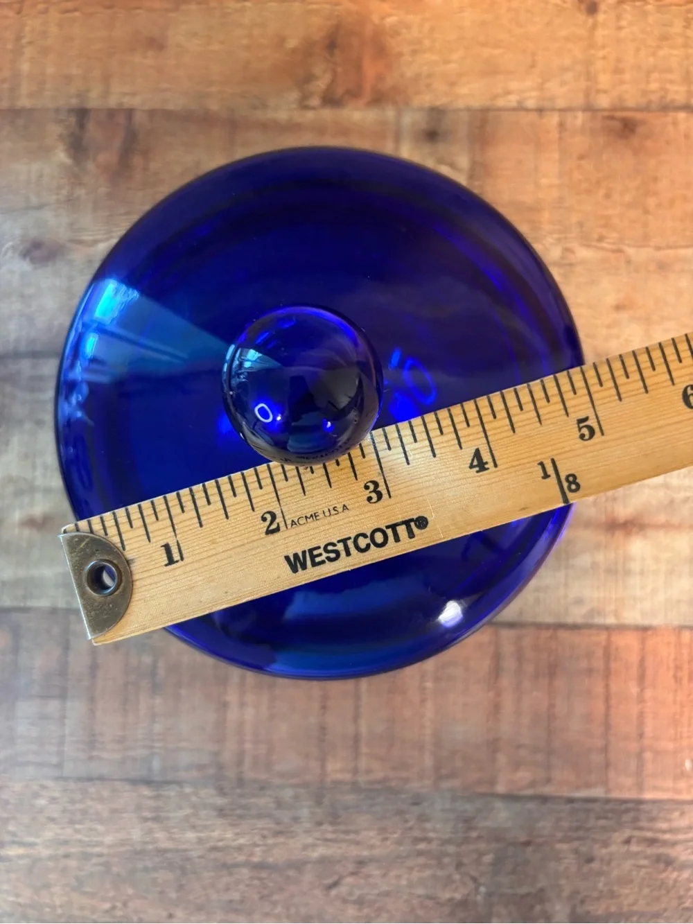 Crate & Barrel Cobalt Blue Glass Candy Jar With Lid Made In Poland Home Decor